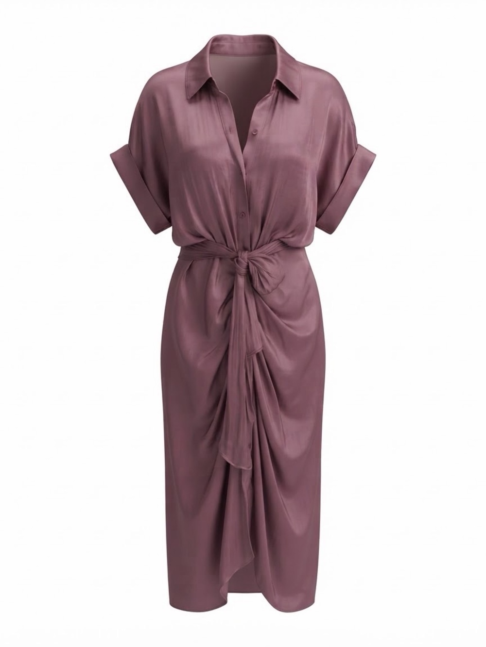 Steve Madden Mauve Tie-Waist Shirt Dress New